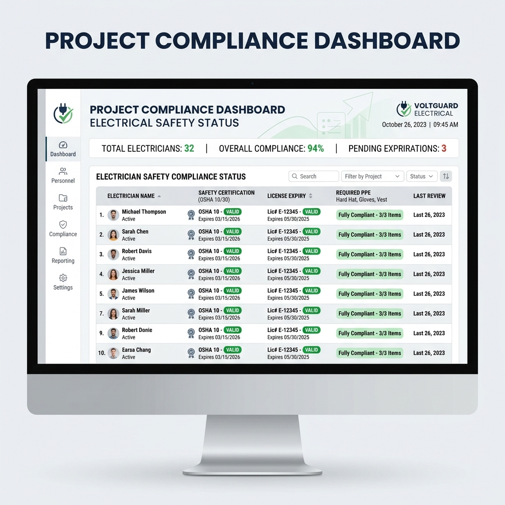 Electrical project compliance and safety management