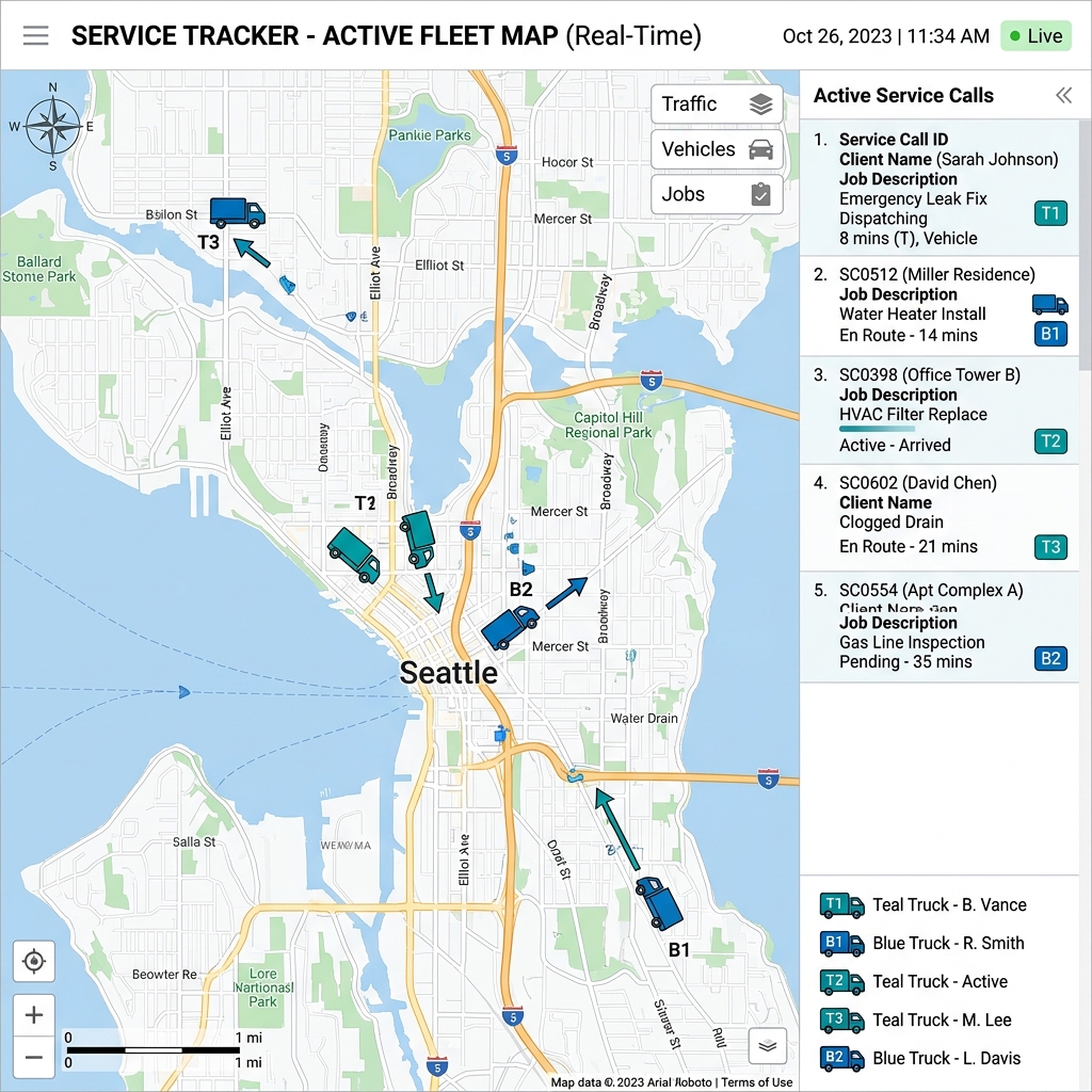 Real-time technician visibility